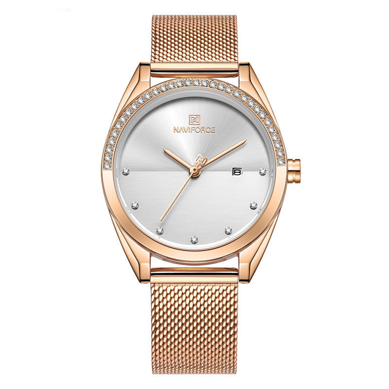 Montre à quartz étanche pour femme avec calendrier