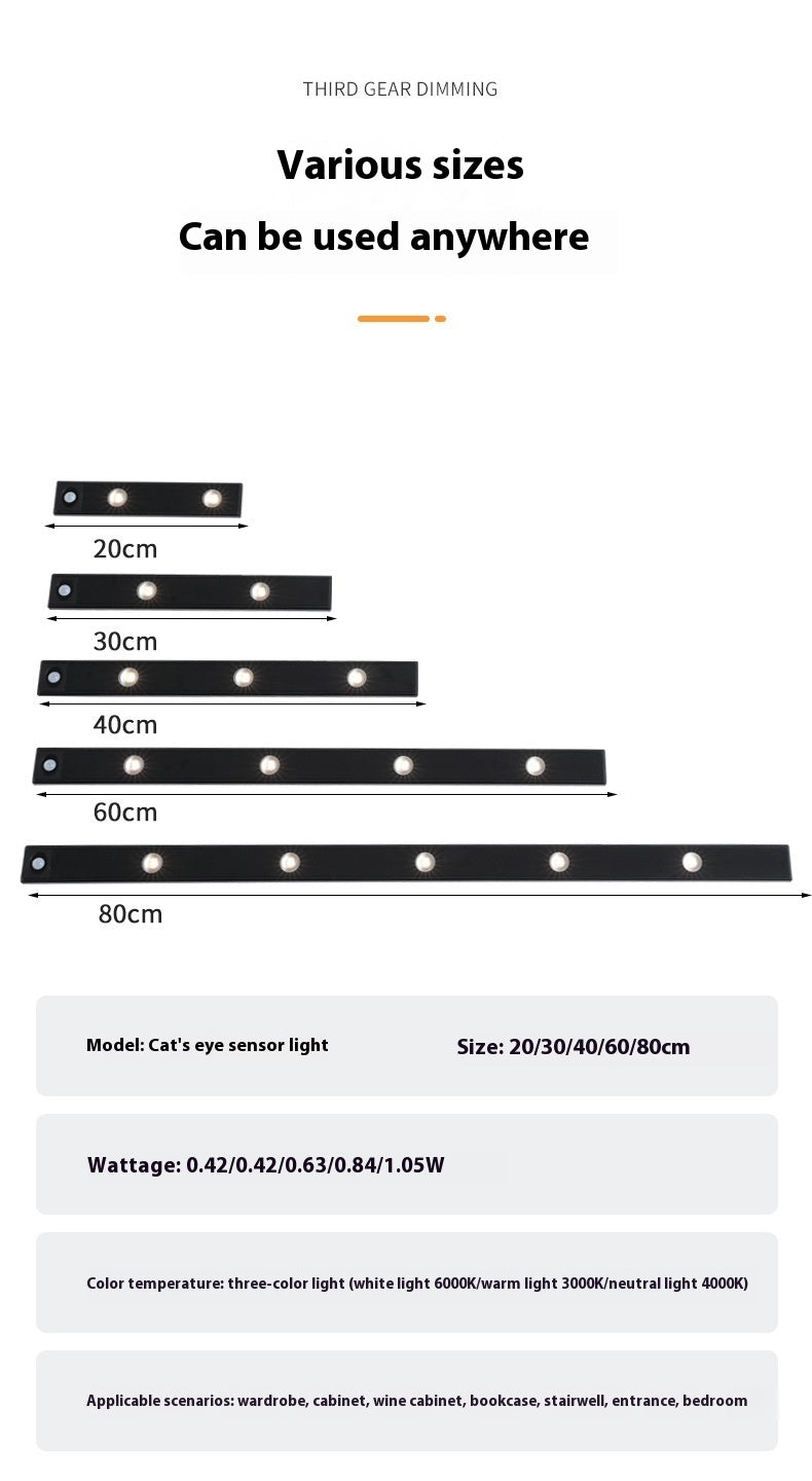 Lámpara inteligente con sensor infrarrojo de ojo de gato, para vinoteca, pasillo, recargable, con carcasa de cartón ondulado