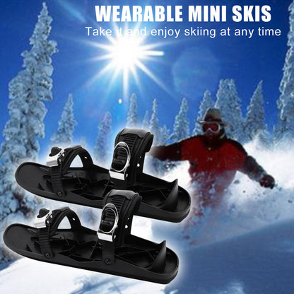 Mini patines de esquí, tabla de esquí corta portátil, zapatos de patines ajustables para nieve