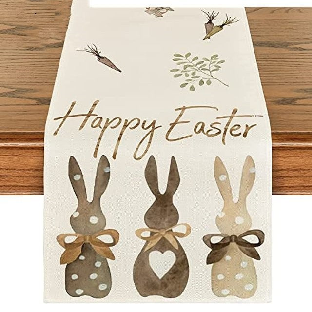 Carrot Bunny Happy Easter Table Runner Spring Summer Seasona