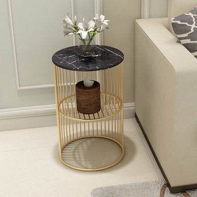 Wrought Iron Small Coffee Table Living Room Mini Storage Rack