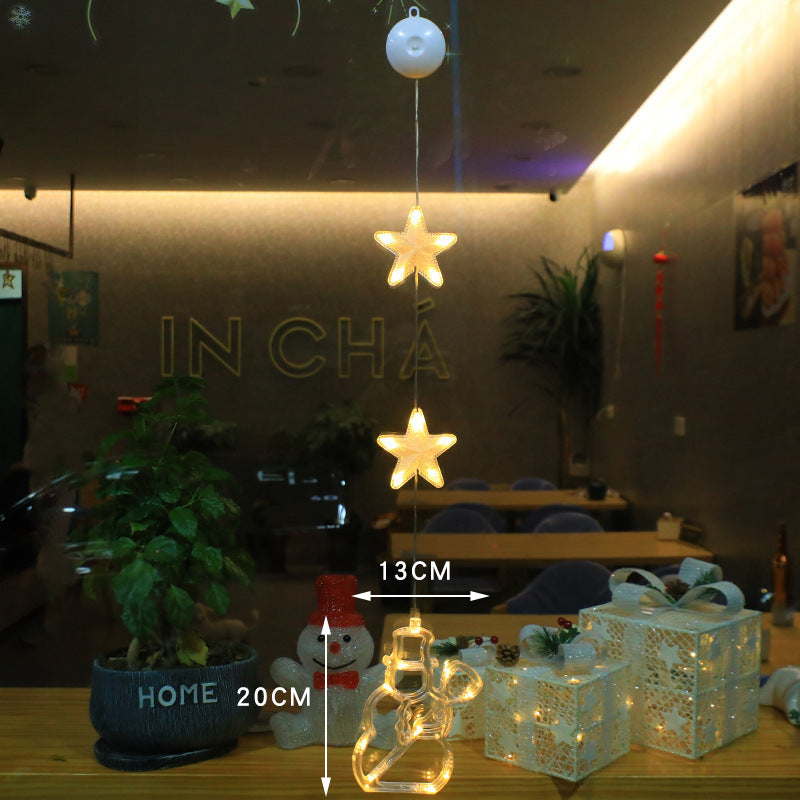 3 piezas de luces LED de Navidad con forma de estrella para colgar en el árbol de Navidad, lámpara con ventosa, adornos para ventanas, decoración para el hogar, Navidad, Año Nuevo, decoraciones navideñas