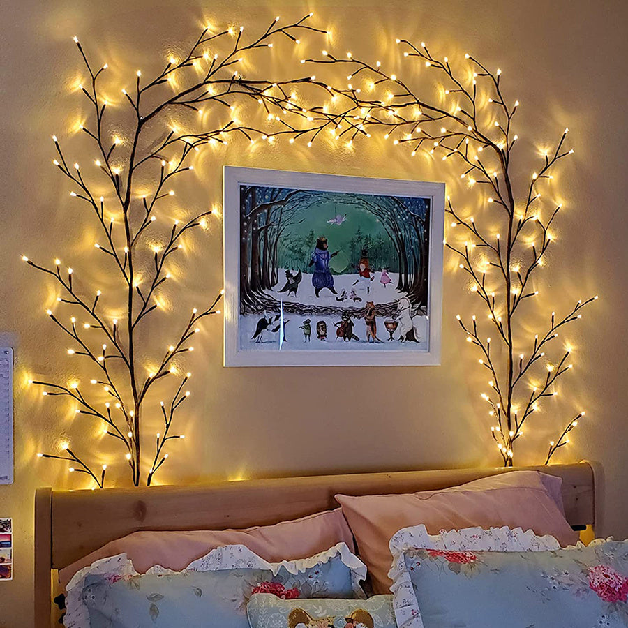 Vignes avec lumières guirlande de noël lumière Flexible bricolage branche de vigne de saule lumière LED pour mur de chambre décor de fête de mariage