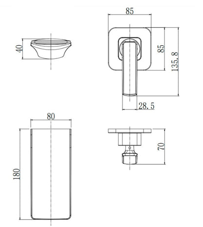 All copper concealed basin faucet embedded in the wall