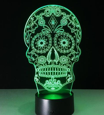 3D LED Color Night Light Changing Lamp Halloween Skull  Light Acrylic 3D Hologram Illusion Desk Lamp For Kids Gift Dropship