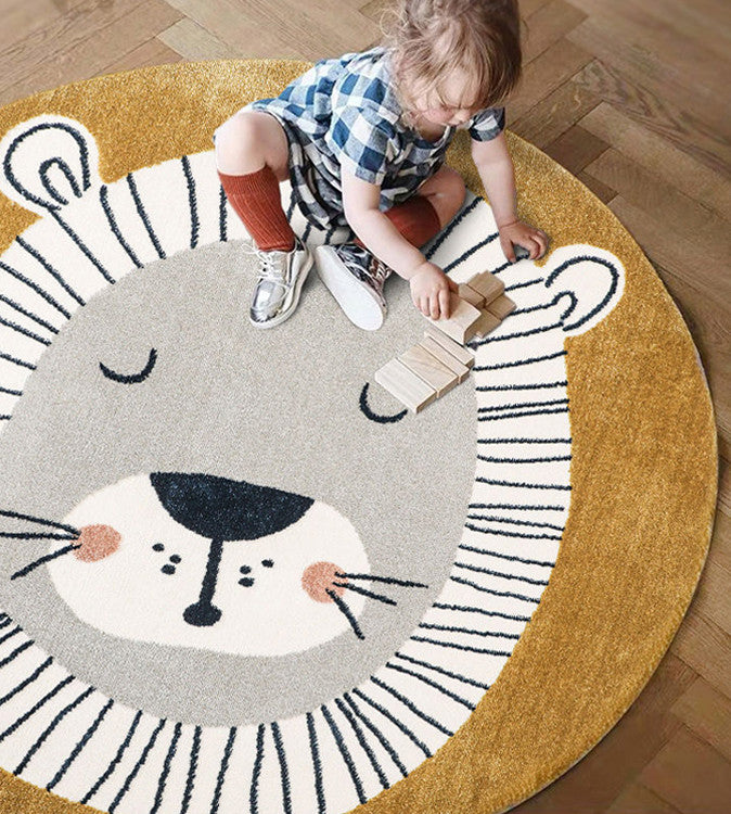 Alfombra Redonda Para Habitación Infantil Animales De Dibujos Animados