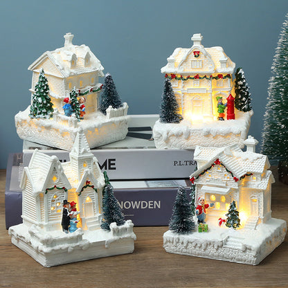 Décorations de Noël de cabine de lumière blanche chaude de petite maison émettant de la lumière