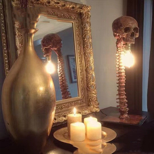 Lámpara de mesa con forma de calavera creativa, accesorios de terror para Halloween