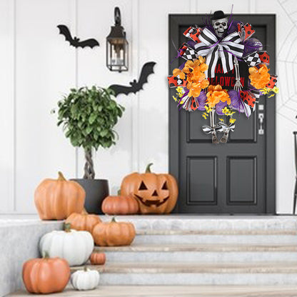 Guirnalda de mimbre con ratón y calabaza navideña, decoración Artificial para puerta delantera, para Acción de Gracias y Halloween