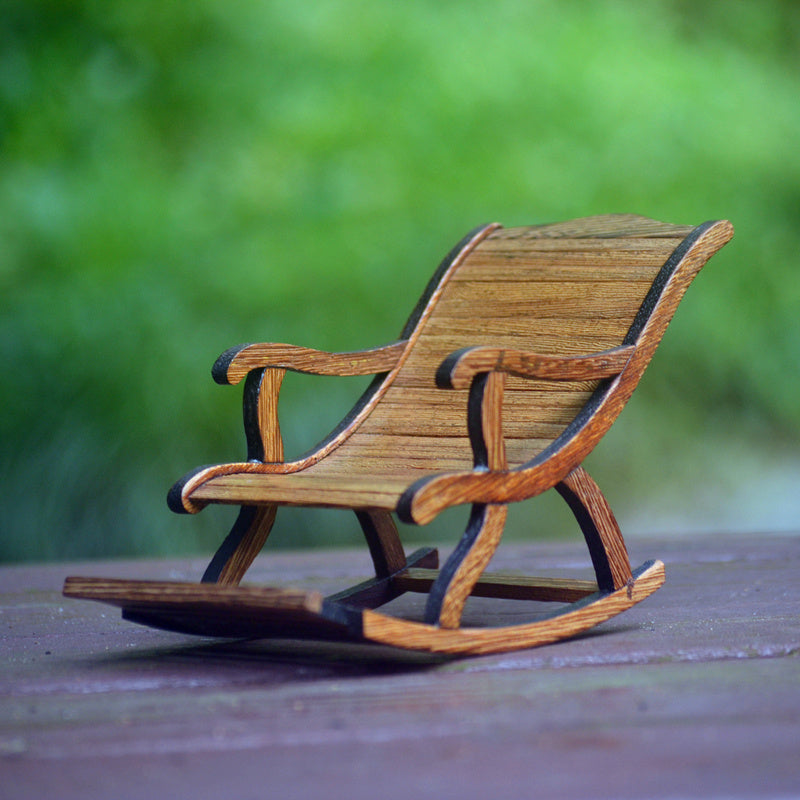 Mini chaise inclinable en acajou, modèle de meuble, ornements de tourne-disque