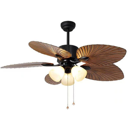 Living Room Southeast Asia Frequency Conversion Mute Fan-style Ceiling Lamp Home Integrated Retro Ceiling Fan Lights