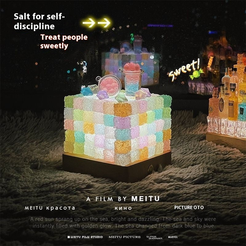 Crystal Luminous Cube Sugar Led Small Night Lamp Handmade Diy Gift