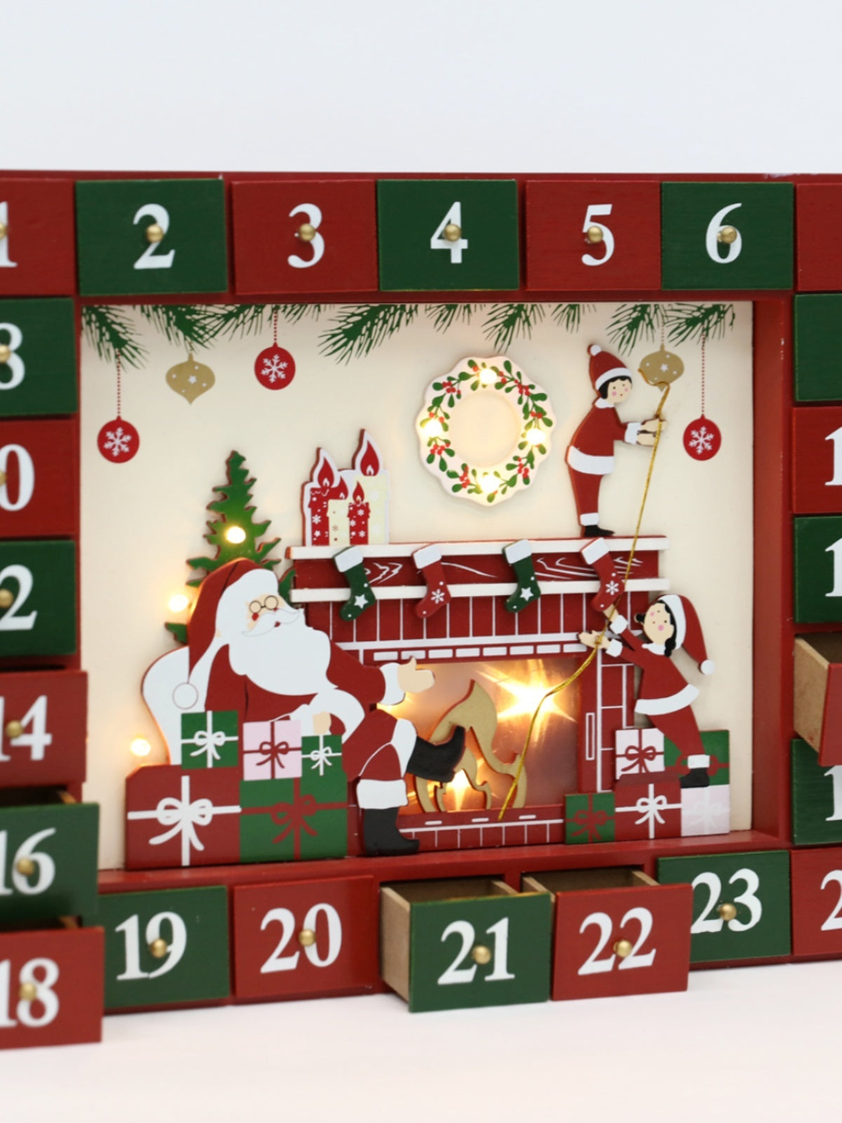 Christmas Countdown Lamp Fireplace Calendar Cabinet Decorations