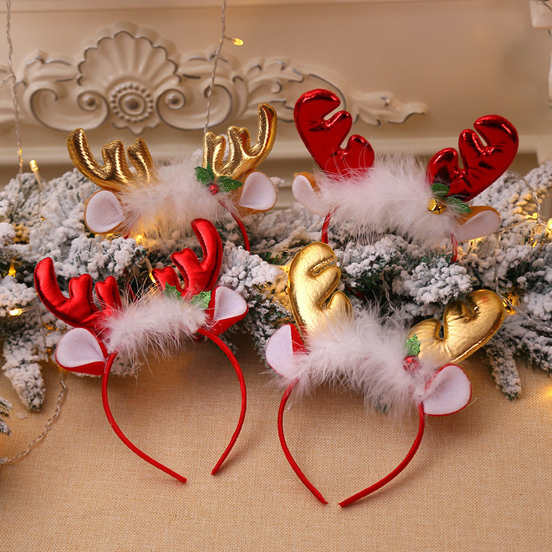 Christmas Decorations Fluff Antlers Bell Head Buckle Headband