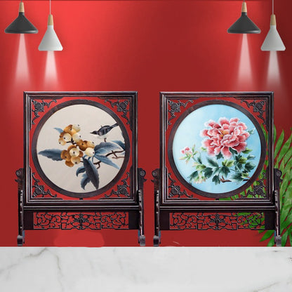 Double-sided Embroidery Table Screen Chinese Handicraft Desktop Ornaments