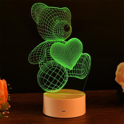 Dessin animé Love Bear Series 3D Light Creative Night Light