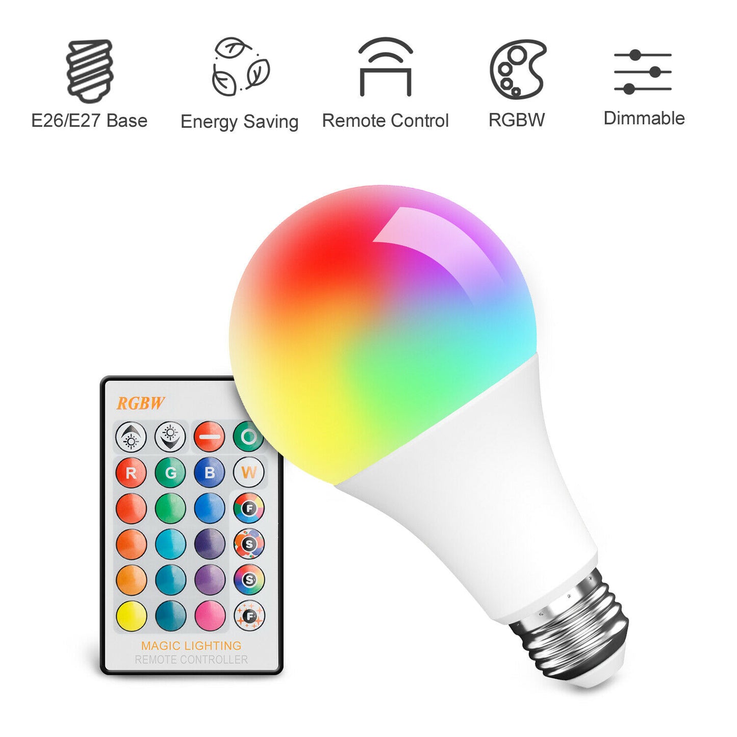 Ampoule LED 15W RGB, télécommande sans fil intelligente, lampe à intensité variable, changement de couleur, ampoule intelligente WiFi LED, multicolore pour Alexa