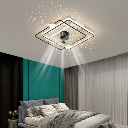 Lampe de plafond intégrée avec ventilateur électrique à tête rotative créative à 360 degrés