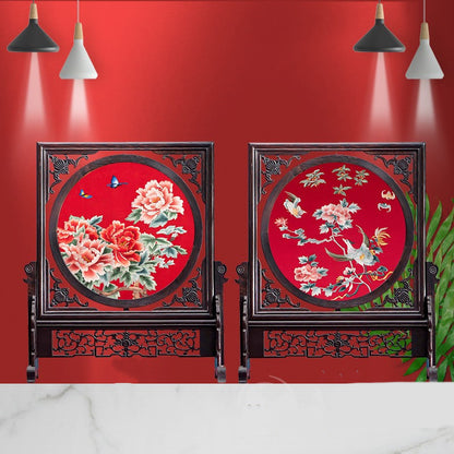 Double-sided Embroidery Table Screen Chinese Handicraft Desktop Ornaments