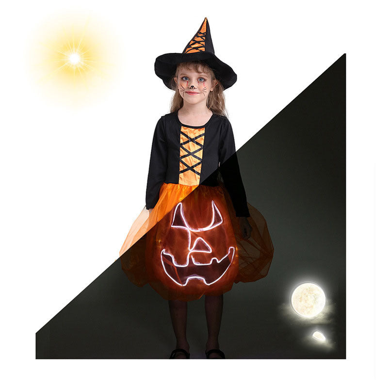 Disfraz de Halloween para niños, luminoso, con calabaza