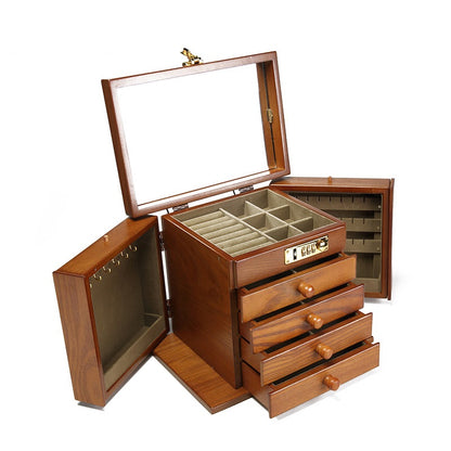 European Large Wooden Jewelry Storage Box With Lock