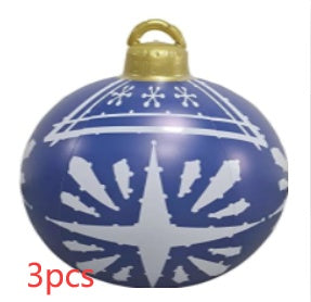 Boule de décoration de Noël en PVC pour l'extérieur 60 cm, boule gonflable décorée en PVC, grosses boules géantes pour décorations d'arbre de Noël, boule de jouet