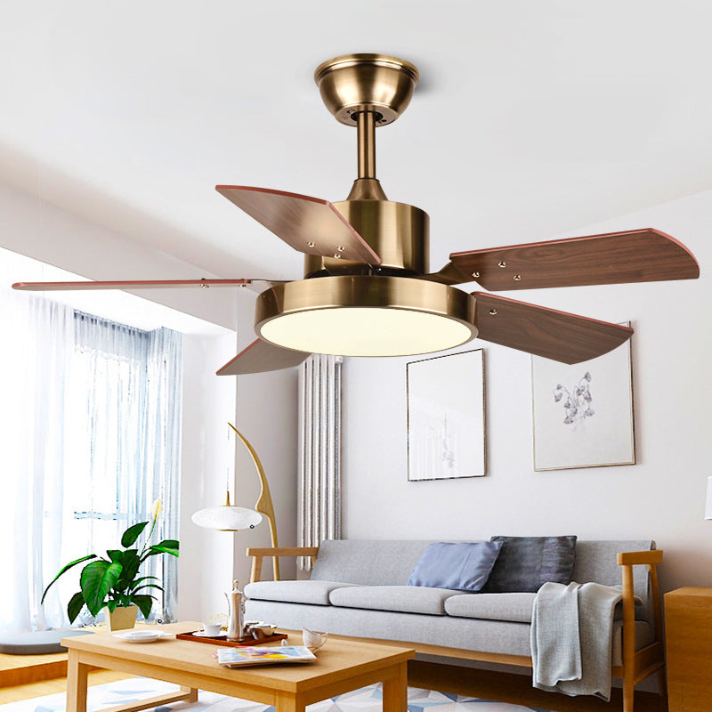 Modern Minimalist Household Ceiling Fan Wooden Leaf Electric Fan Chandelier