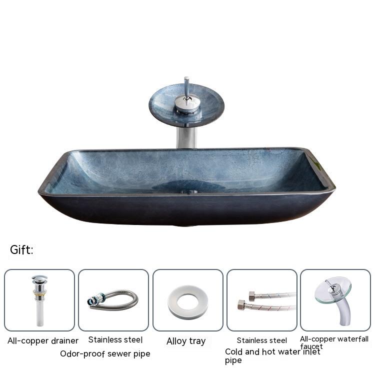 Pure Color Tempered Glass Table Basin Simple Art Bathroom Inter-platform