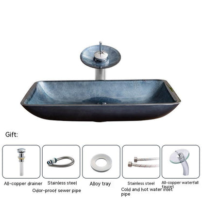 Pure Color Tempered Glass Table Basin Simple Art Bathroom Inter-platform