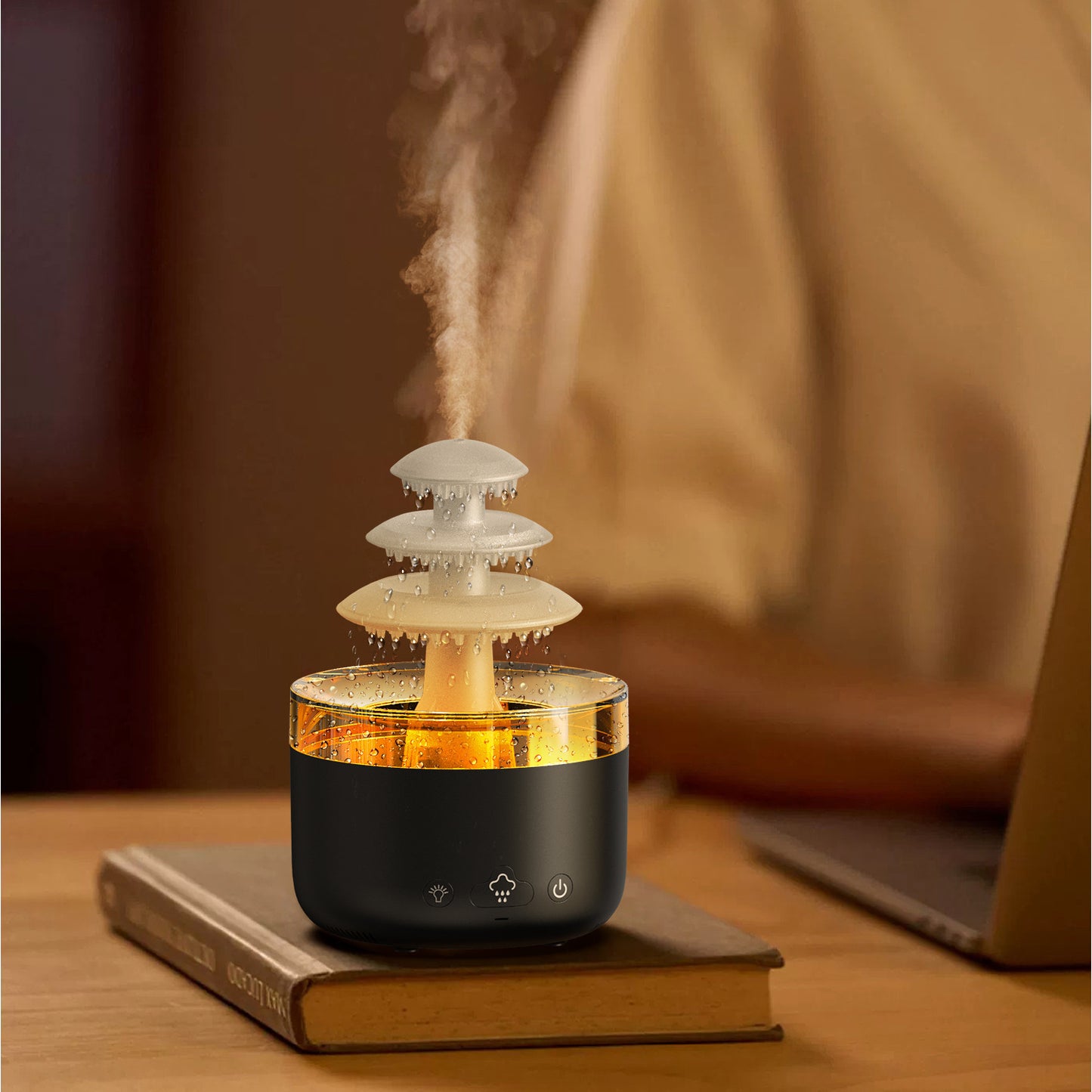 Nouveau humidificateur d'air de pluie de nuage, diffuseur d'huile essentielle d'aromathérapie, humidificateur d'air à brume muette USB avec lumière colorée