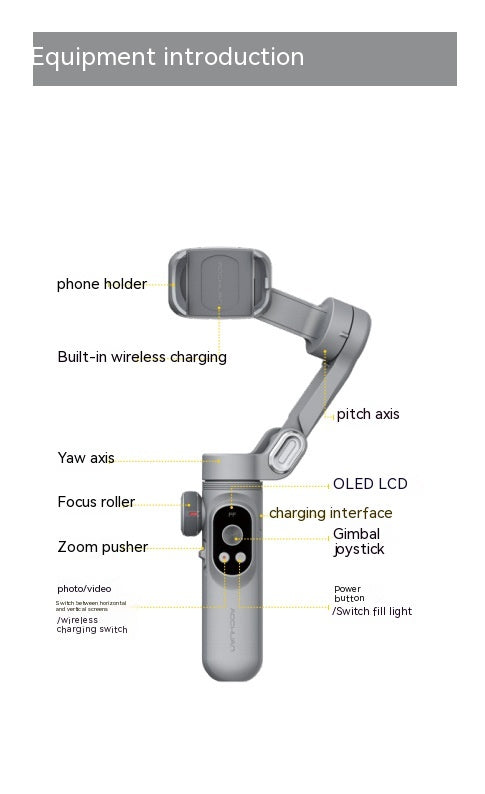 Stabilisateur PTZ mobile Pro Anti-secousse intelligent à trois axes