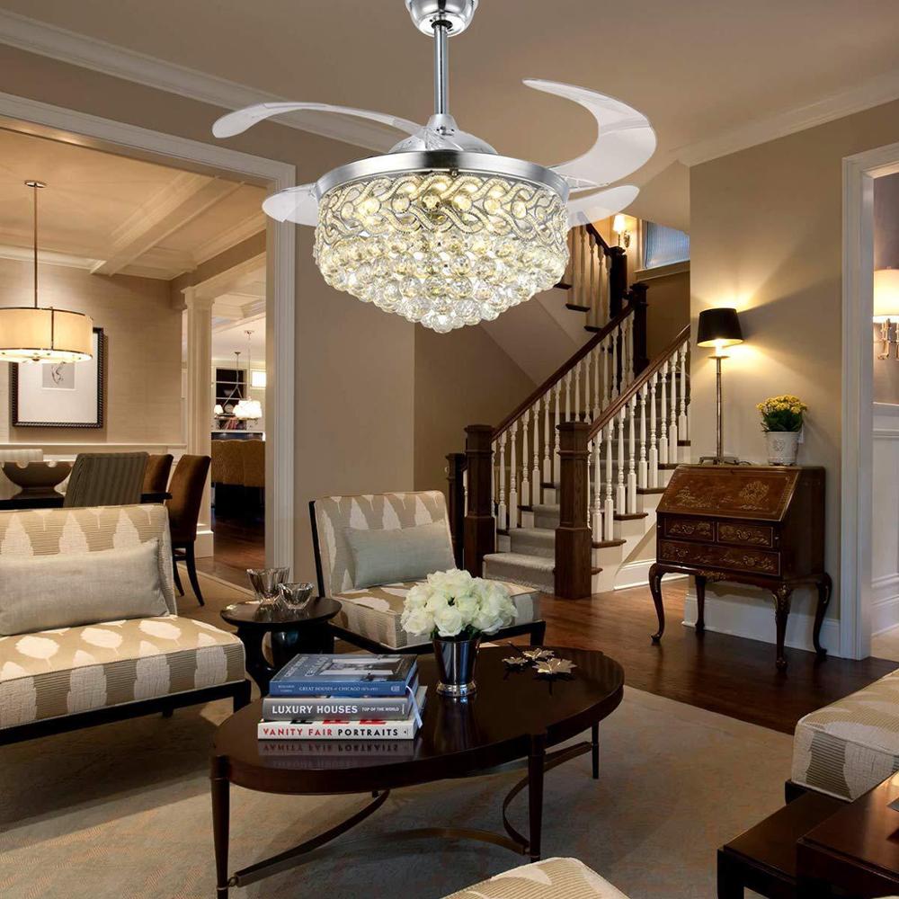 Dining Room Crystal Invisible Fan Lamp