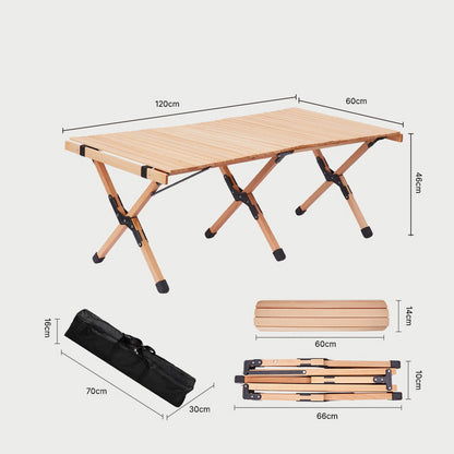 Table pliante extérieure de Camping de Table de rouleau d'oeufs de hêtre en bois massif