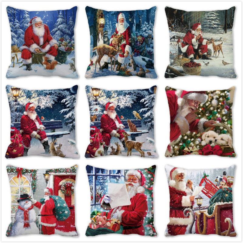 Merry Christmas Christmas Encryption Peach Skin Fabric Home Decoration Sofa Cushion Pillow ZT428