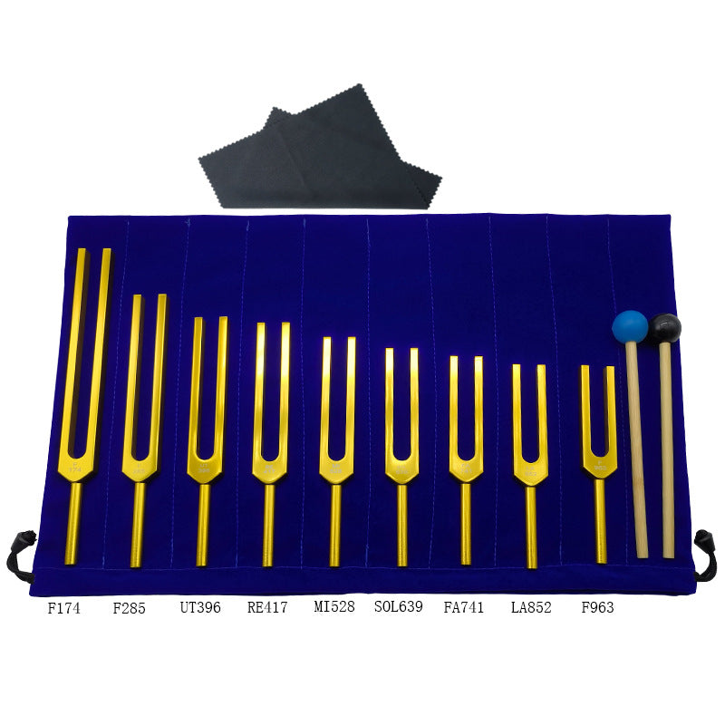 9 Gold Aluminum Alloy Tuning Fork Set