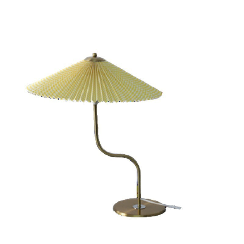 Lampe de table plissée américaine rétro, grande balançoire en forme de parapluie