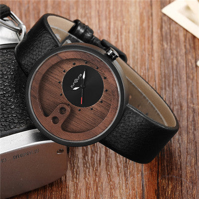 Reloj de madera de marca superior a la moda para hombre, reloj masculino con diseño hueco tallado exquisito, relojes de madera de cuarzo de cuero verde únicos