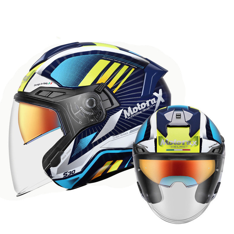 Montar con casco de motocicleta personalizado de doble lente