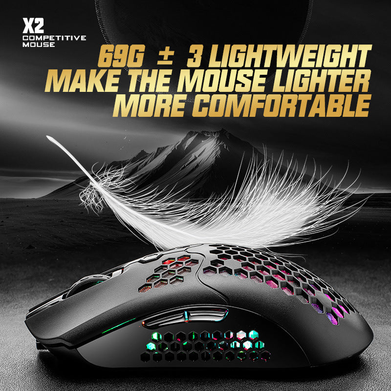 Souris sans fil Wolf X2 gratuite, souris de jeu bimode RVB 