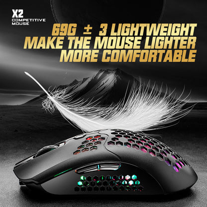 Ratón inalámbrico Wolf X2 gratuito, ratón para juegos RGB de modo dual 