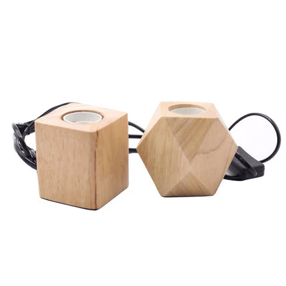 Support de lampe rétro suspendu en fil de fer, support de lampe en bois, lampe de Table