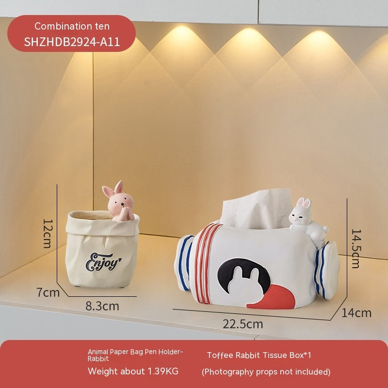 Candy Rabbit Creative Tissue Box Tea Table Storage Decoration