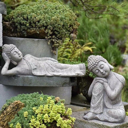 Estatua de Buda Zen de resina, maceta para flores, paisaje de patio, diseño de balcón, decoración de jardín