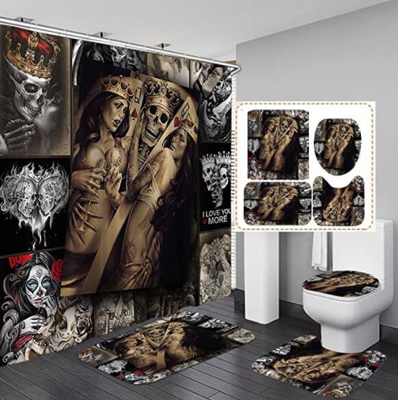 Polyester Printed Thickened Waterproof Halloween Shower Curtain