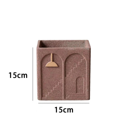 Pot de fleur carré créatif en silicone en béton