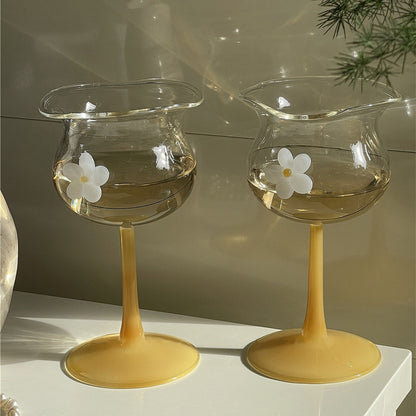 3D Flower Milk Coffee Crystal Cocktail Glass