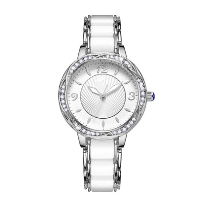 Montre à quartz à boucle papillon et bracelet en céramique simple pour femmes