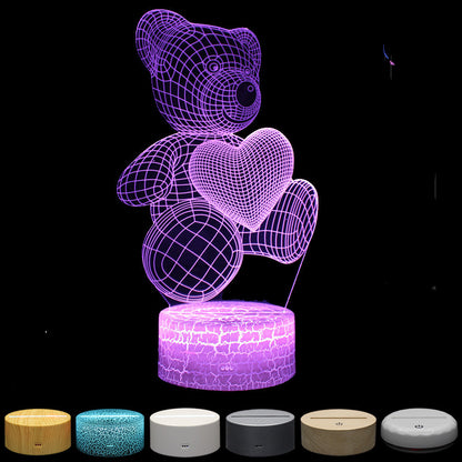 Dessin animé Love Bear Series 3D Light Creative Night Light