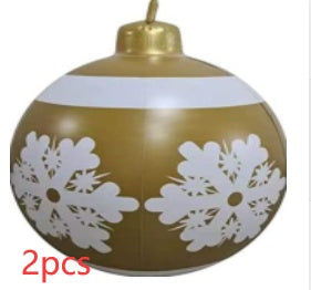 Boule de décoration de Noël en PVC pour l'extérieur 60 cm, boule gonflable décorée en PVC, grosses boules géantes pour décorations d'arbre de Noël, boule de jouet