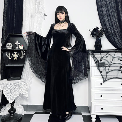 Girdle Long Sleeve Halloween Spider Web Stitching Dress